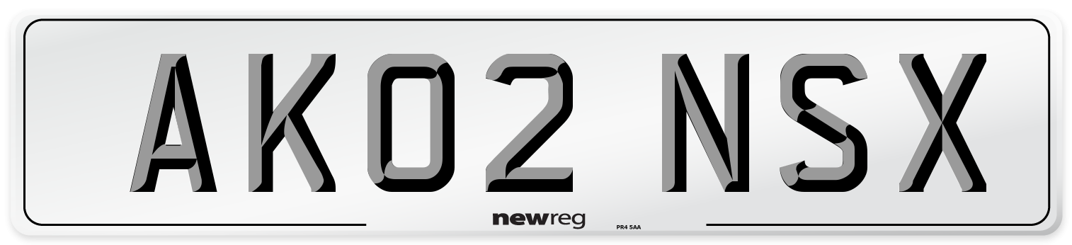 AK02 NSX Number Plate from New Reg